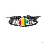 Bracelet en cuir avec drapeau de la Guinée