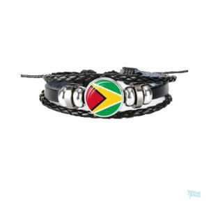 Bracelet en cuir aux couleurs du drapeau de Guyana