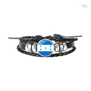 Bracelet en cuir avec le drapeau du Honduras
