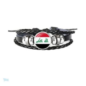 Bracelet cuir avec drapeau Irak en design élégant