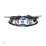 Bracelet en cuir avec drapeau d'Israël