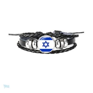 Bracelet en cuir avec drapeau d'Israël