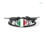 Bracelet en cuir avec drapeau de l'Italie