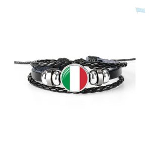 Bracelet en cuir avec drapeau de l'Italie