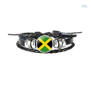 Bracelet cuir drapeau Jamaïque