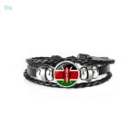 Bracelet en cuir avec le drapeau du Kenya