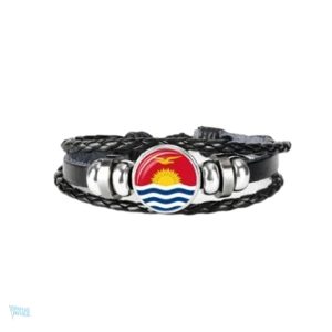 Bracelet en cuir avec motif du drapeau Kiribati