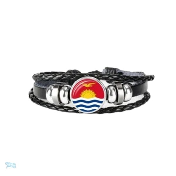 Bracelet en cuir avec motif du drapeau Kiribati