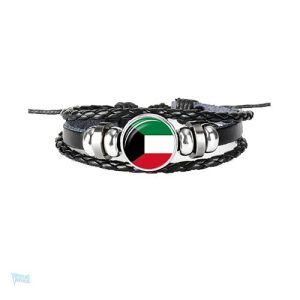 Bracelet en cuir avec drapeau du Koweït