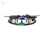 Bracelet en cuir avec drapeau Lesotho