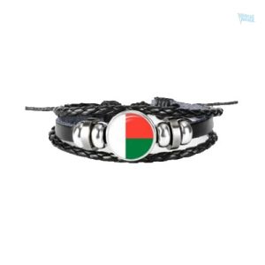 Bracelet cuir drapeau Madagascar