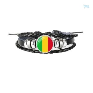 Bracelet en cuir aux couleurs du drapeau du Mali