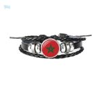 Bracelet en cuir avec drapeau du Maroc