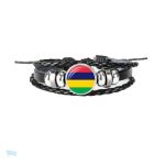 Bracelet cuir drapeau Maurice