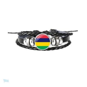 Bracelet cuir drapeau Maurice