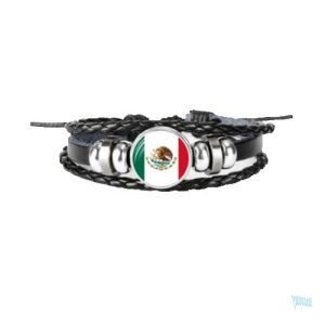 Bracelet cuir drapeau Mexique