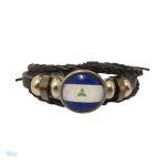 Bracelet en cuir avec drapeau du Nicaragua