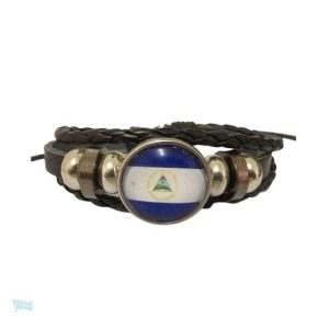 Bracelet en cuir avec drapeau du Nicaragua