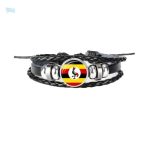 Bracelet en cuir avec drapeau de l'Ouganda