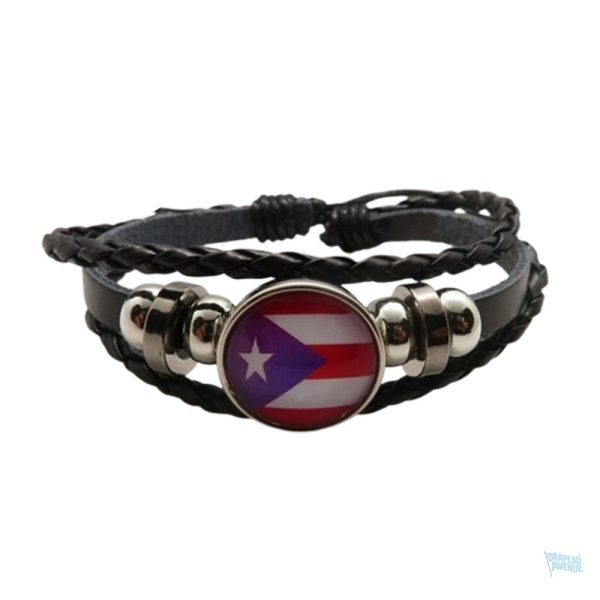 Bracelet en cuir aux couleurs du drapeau de Porto Rico