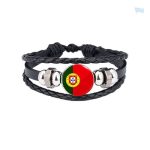 Bracelet cuir avec drapeau du Portugal