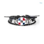 Bracelet en cuir avec drapeau de la République Dominicaine