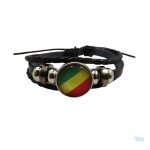 Bracelet cuir drapeau République du Congo