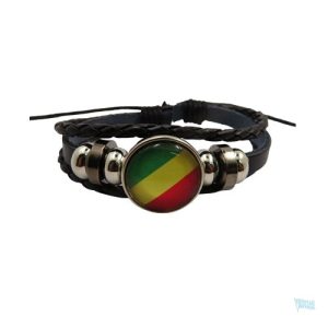 Bracelet cuir drapeau République du Congo