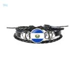 Bracelet en cuir avec drapeau du Salvador