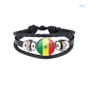 Bracelet en cuir avec le drapeau du Sénégal