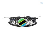 Bracelet en cuir avec drapeau de la Tanzanie