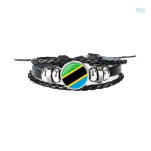 Bracelet en cuir avec drapeau de la Tanzanie