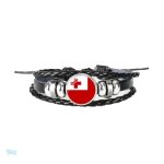 Bracelet en cuir avec drapeau de Tonga
