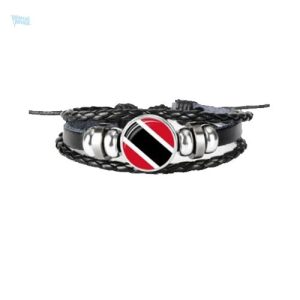 Bracelet en cuir avec drapeau de Trinité-et-Tobago