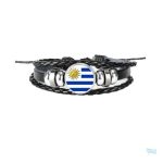 Bracelet cuir avec drapeau de l'Uruguay