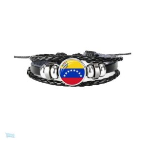 Bracelet cuir aux couleurs du drapeau du Venezuela