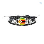 Bracelet en cuir avec motif du drapeau du Zimbabwe