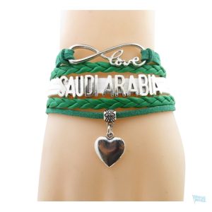 Bracelet love aux couleurs du drapeau d'Arabie Saoudite