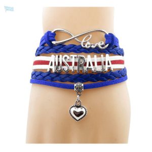 Bracelet love Australie avec motif du drapeau australien