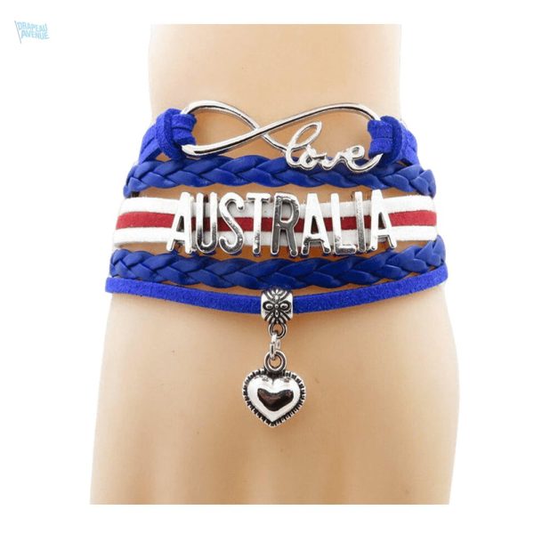 Bracelet love Australie avec motif du drapeau australien