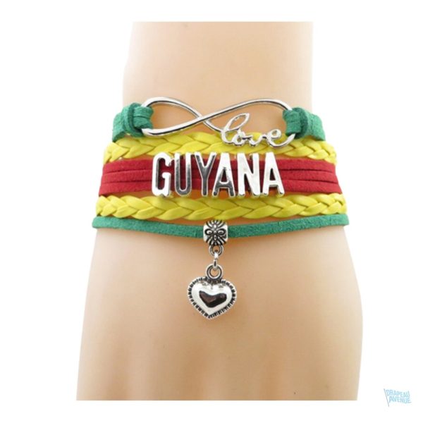 Bracelet love Guyana avec motif du drapeau du Guyana