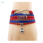 Bracelet love Haïti avec motifs du drapeau haïtien