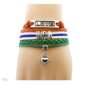 Bracelet love Inde en drapeau indien coloré