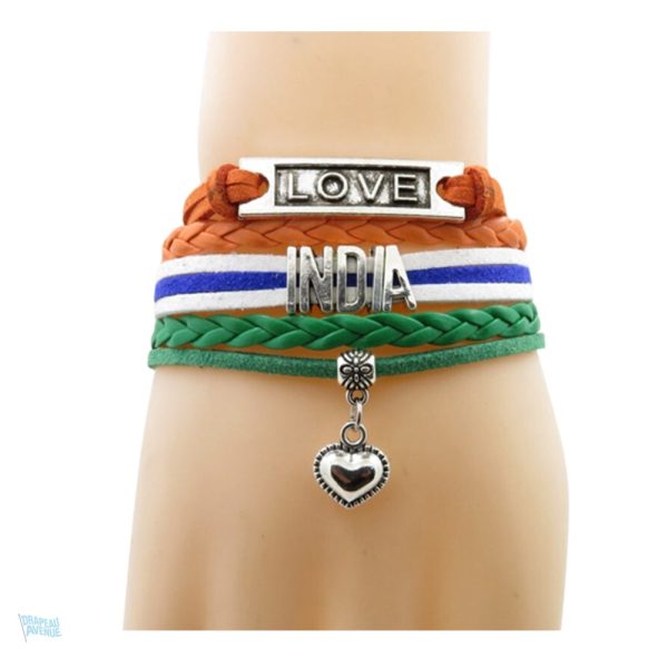 Bracelet love Inde en drapeau indien coloré