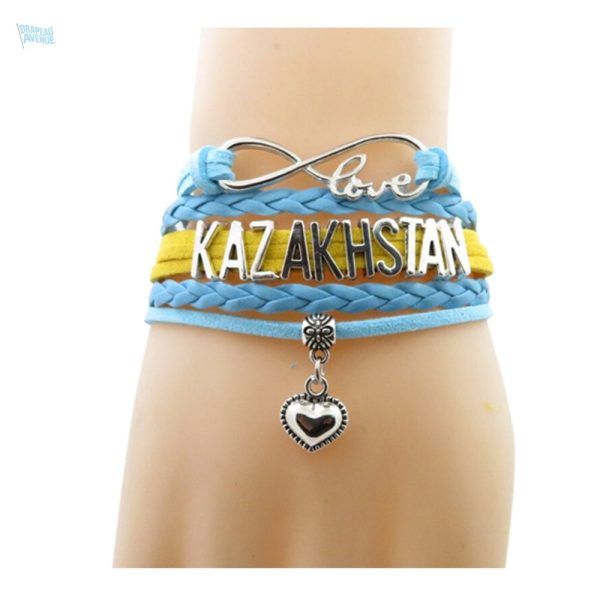 Bracelet love Kazakhstan en hommage au drapeau kazakh