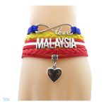 Bracelet love Malaisie avec motifs du drapeau malaisien