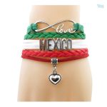 Bracelet love Mexique avec drapeau du Mexique