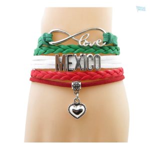Bracelet love Mexique avec drapeau du Mexique