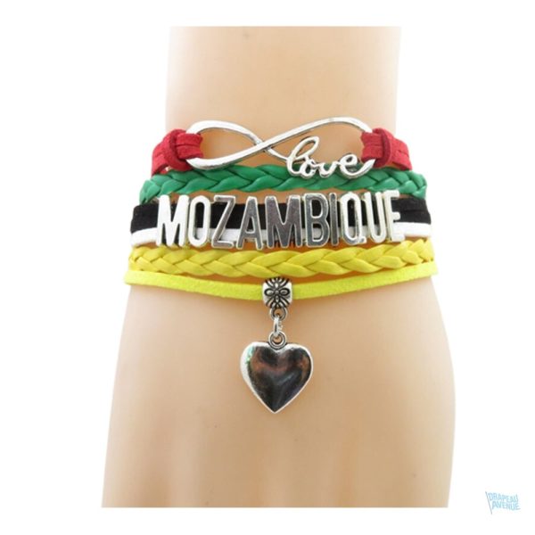 Bracelet love Mozambique en motif drapeau du Mozambique