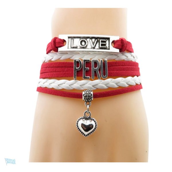 Bracelet love Pérou en tissu aux couleurs du drapeau péruvien